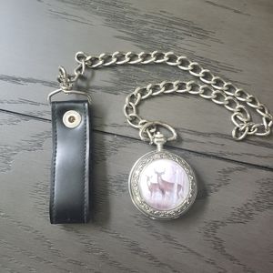 Pocket Watch With Chain And Strap. Needs new battery.